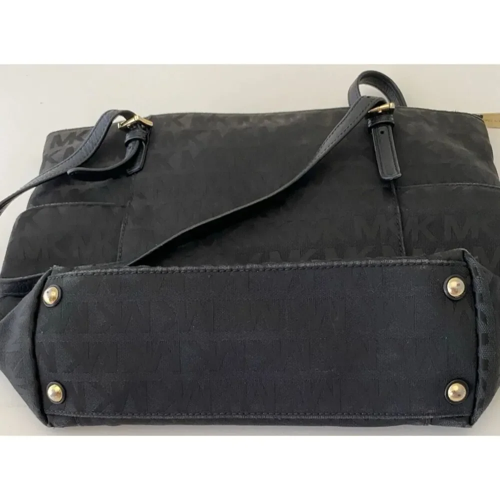 Michael Kors Women's Soft HandBag, Large - Black MK Logo - Picture 13 of 16